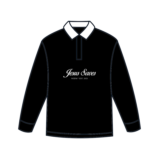 'Jesus Saves' Rugby Polo (Black)