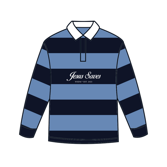 'Jesus Saves' Rugby Polo (Blue)
