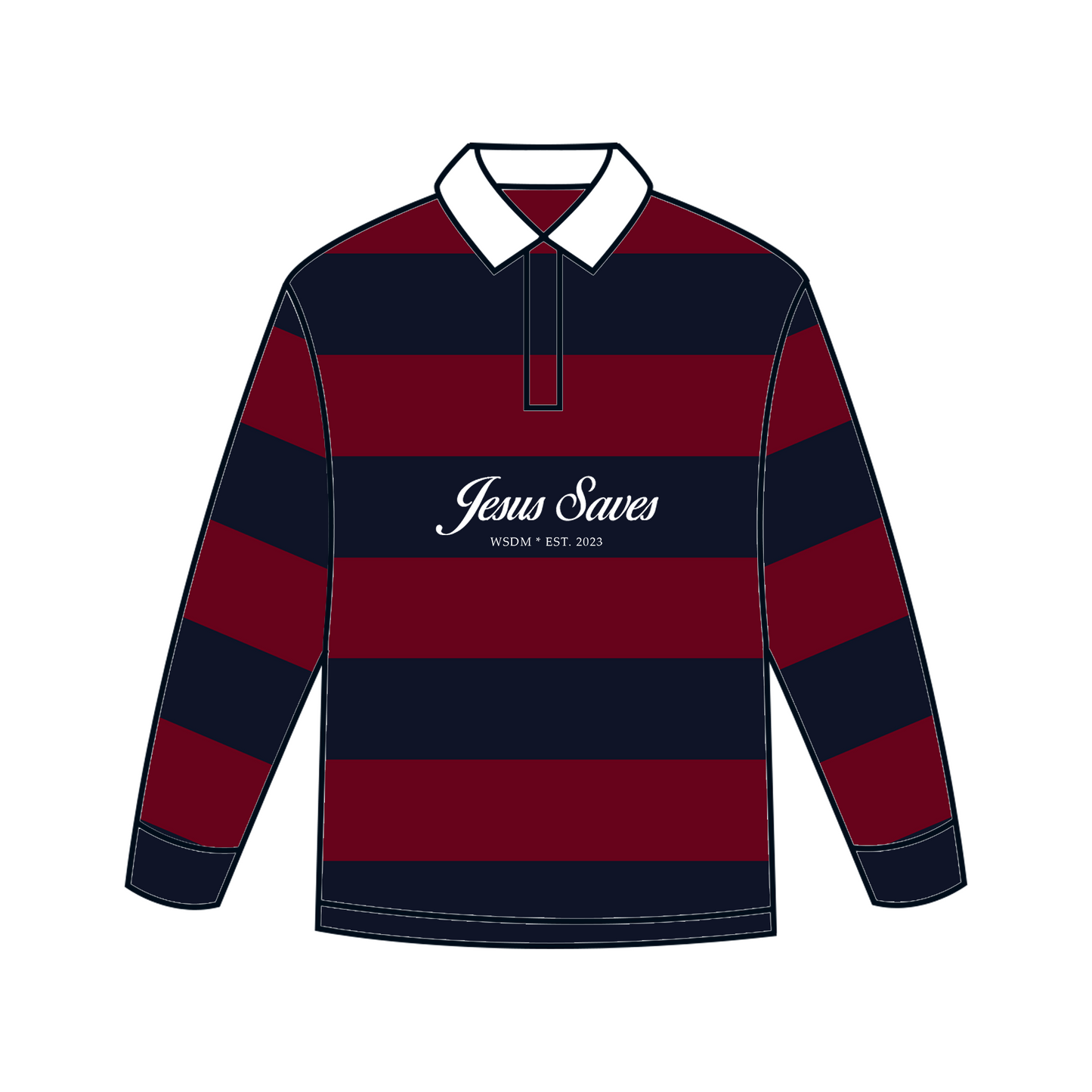 'Jesus Saves' Rugby Polo (Red)